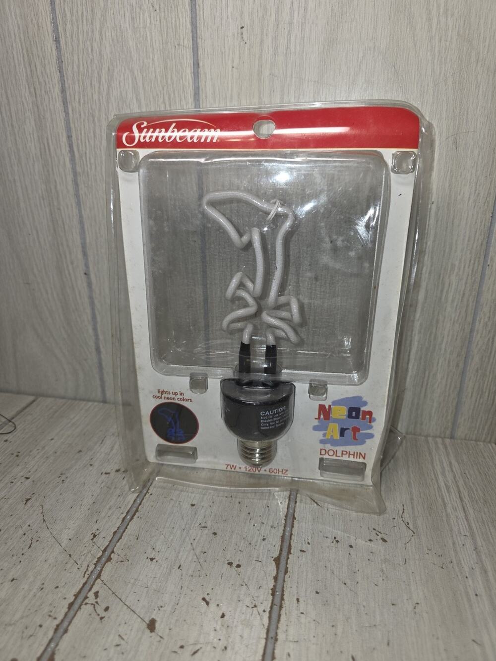 2004 Sunbeam Neon Art Dolphin Light Holographic Bulb Lightbulb 7W 120V 60HZ New